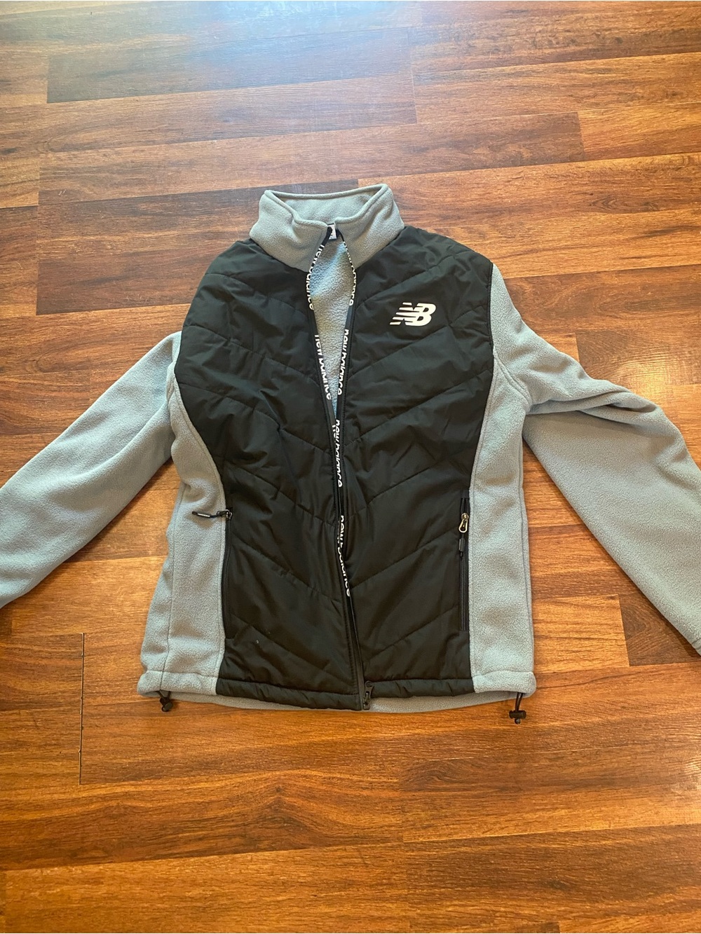 New Balance Black and Light Gray Hybrid Puffer Jacket